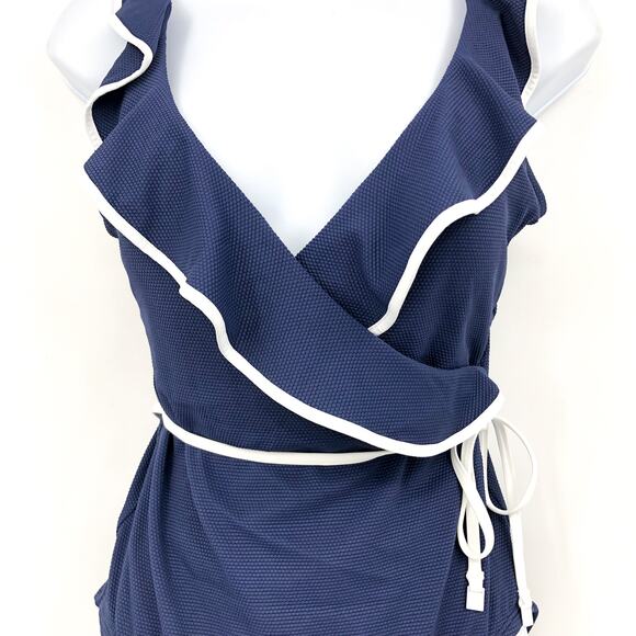 TOMMY BAHAMA One Piece Swimsuit Size 10 Navy Blue Island Cays Cabana Wrap NWT - Picture 6 of 12